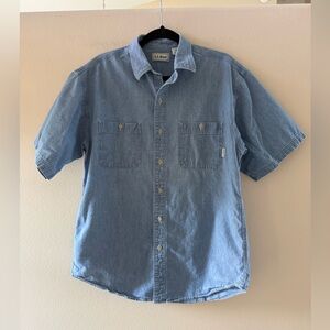 L.L. Bean Men’s Denim Blue Casual Button-Down Shirt